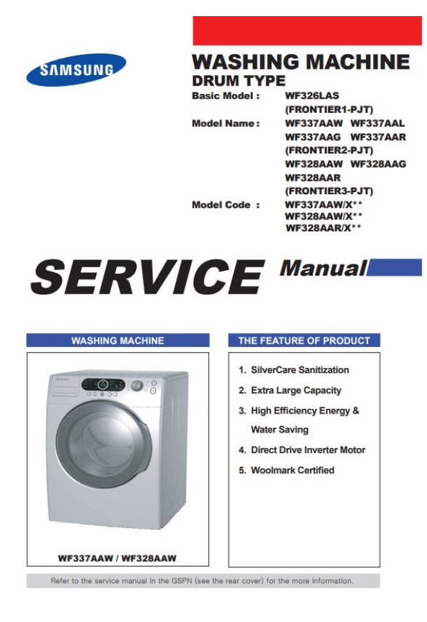 WF337AAW, WF337AAG, WF328AAW, WF328AAR